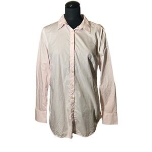 Ann Taylor Cotton Button Down Shirt in Pink and White Dots, Women's US Size 10